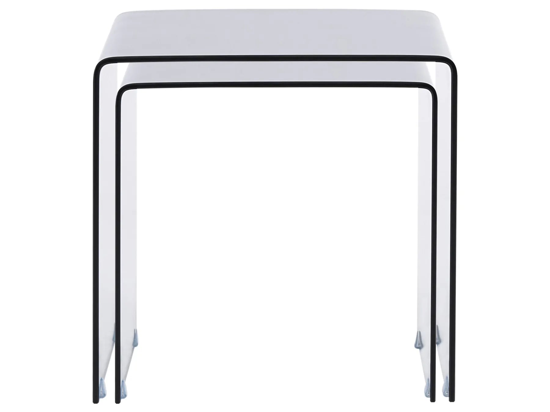 Set of 2 Side Tables KENDALL Tempered Glass Black
