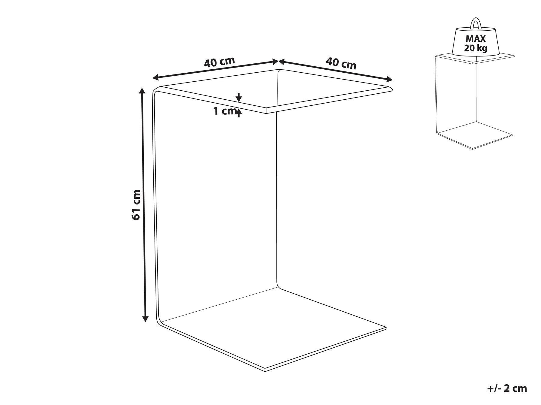 Side Table LOURDES Tempered Glass Black