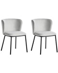 Set of 2 Dining Chairs MINA Fabric Light Grey