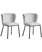 Set of 2 Dining Chairs MINA Fabric Light Grey