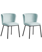 Set of 2 Dining Chairs MINA Fabric Light Blue