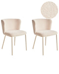 Set of 2 Dining Chairs MINA II Boucle Light Beige