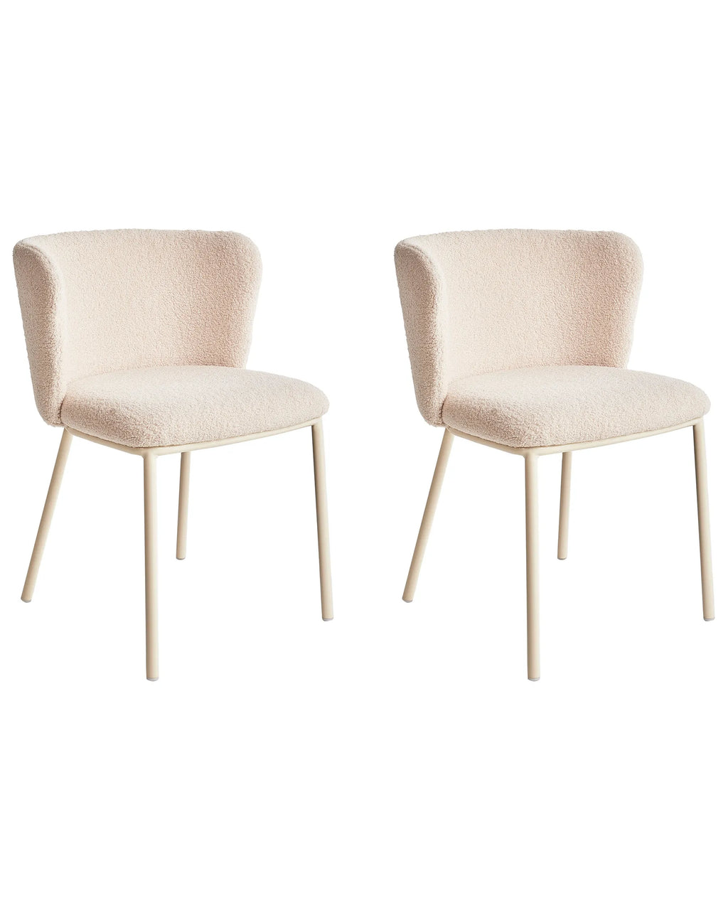 Set of 2 Dining Chairs MINA II Boucle Light Beige