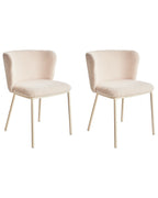 Set of 2 Dining Chairs MINA II Boucle Light Beige