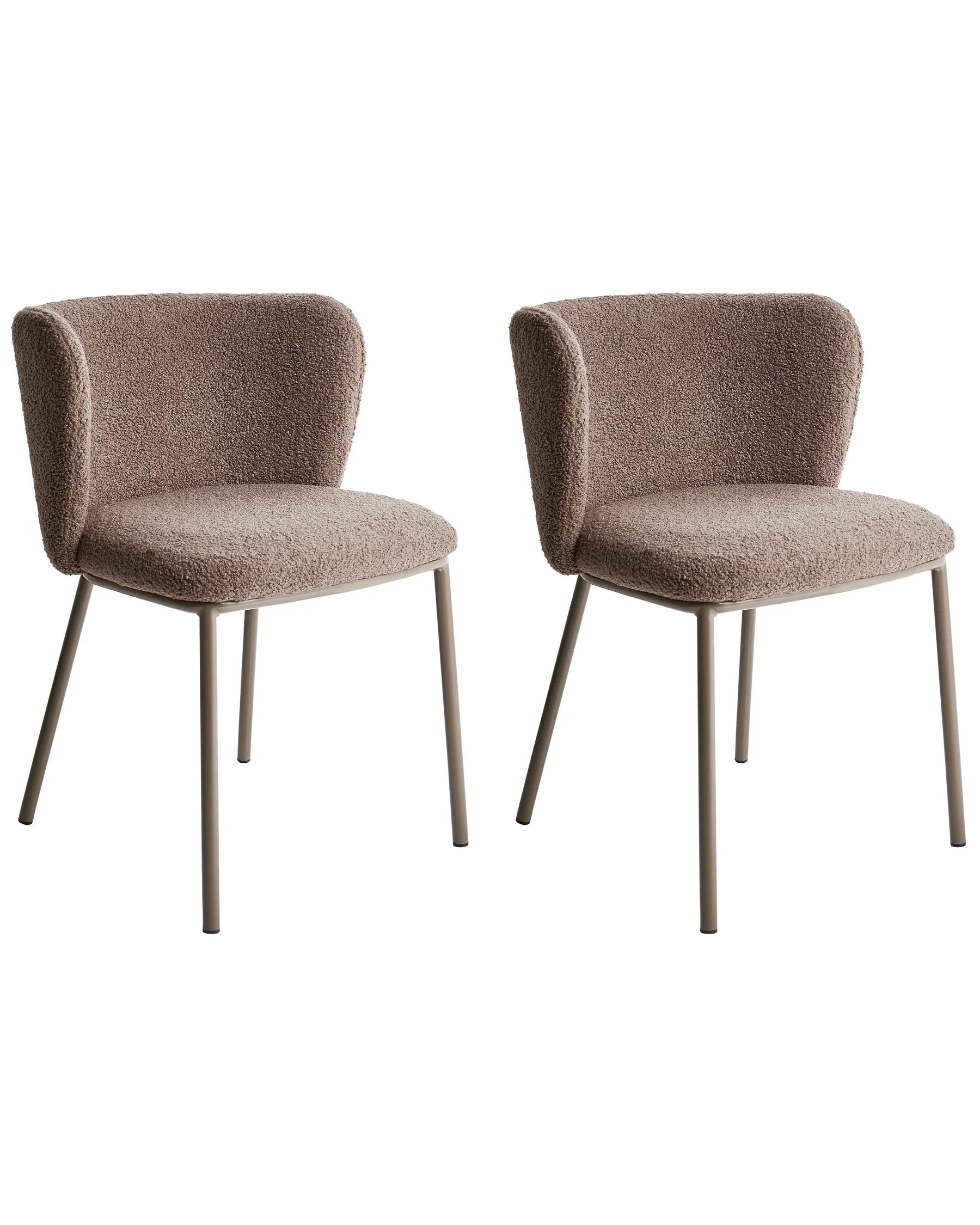 Set of 2 Dining Chairs MINA II Boucle Light Brown