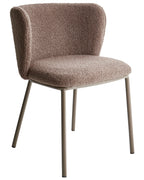 Set of 2 Dining Chairs MINA II Boucle Light Brown