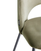 Set of 2 Dining Chairs COVELO Velvet Dark Green