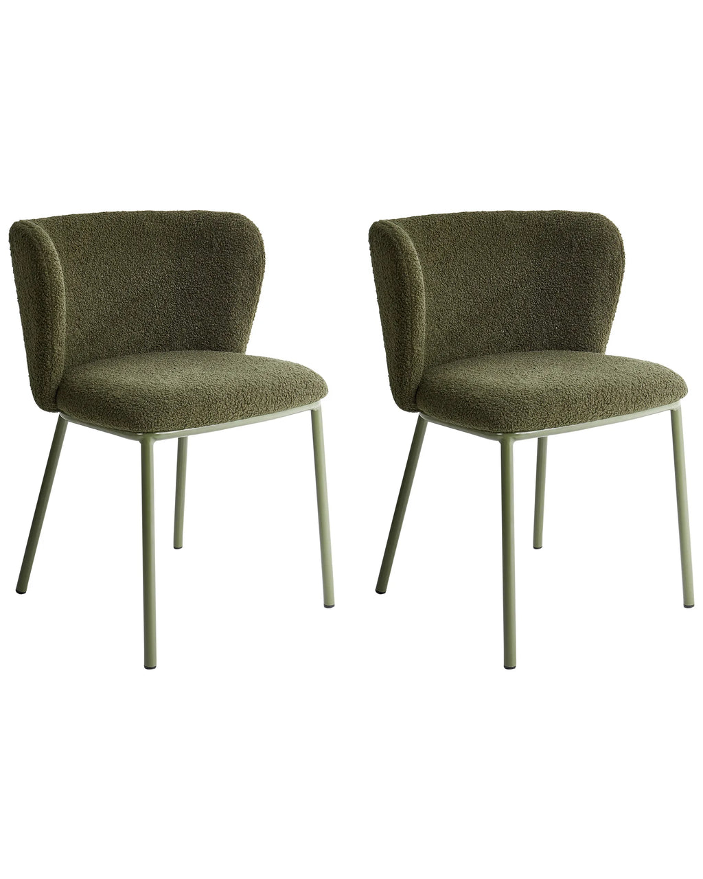 Set of 2 Dining Chairs MINA II Boucle Dark Green
