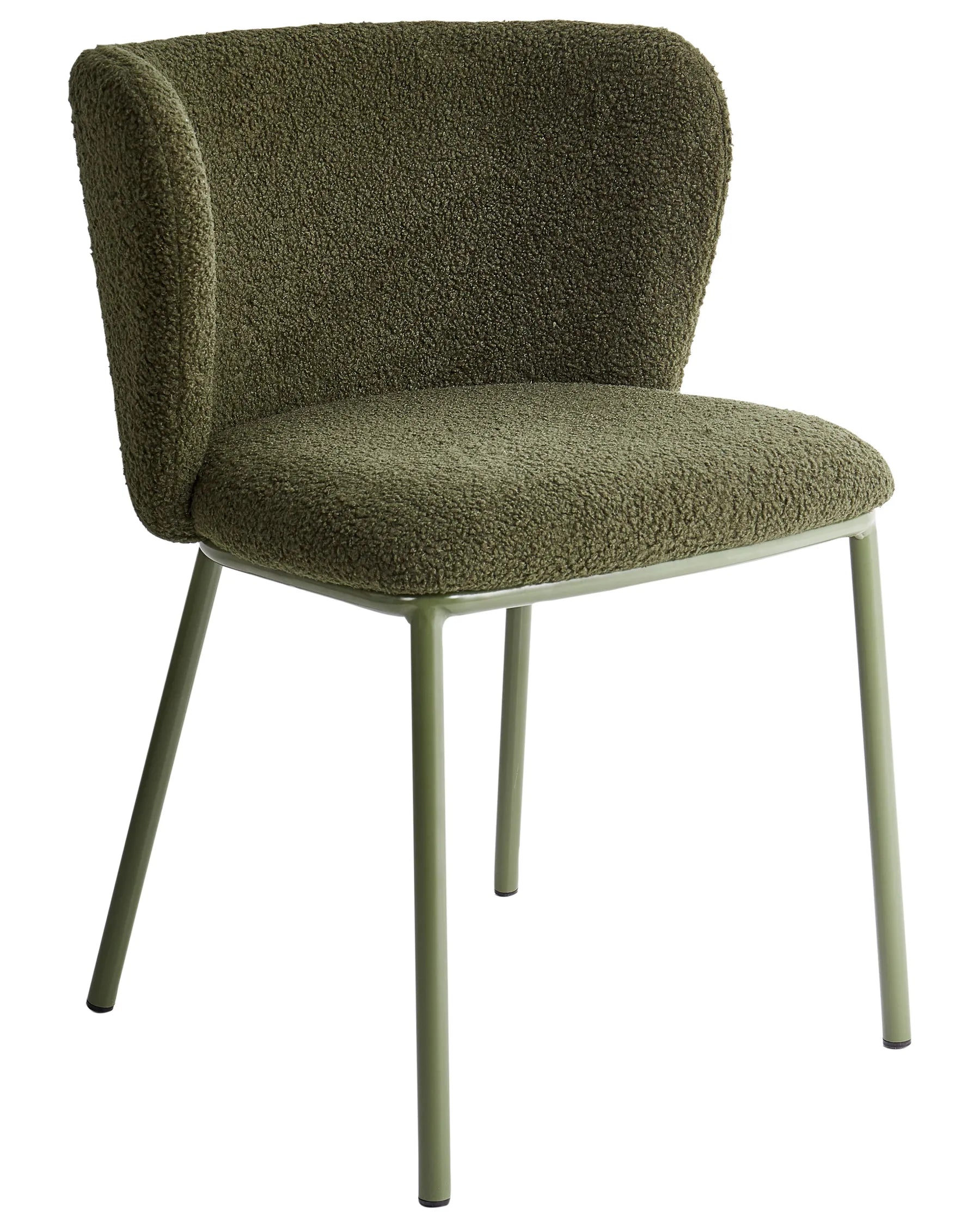 Set of 2 Dining Chairs MINA II Boucle Dark Green