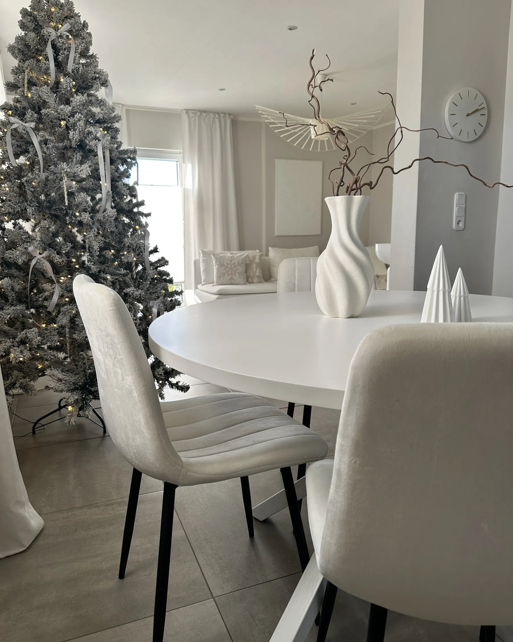 Set of 4 Dining Chairs KALISPELL Velvet Off-White