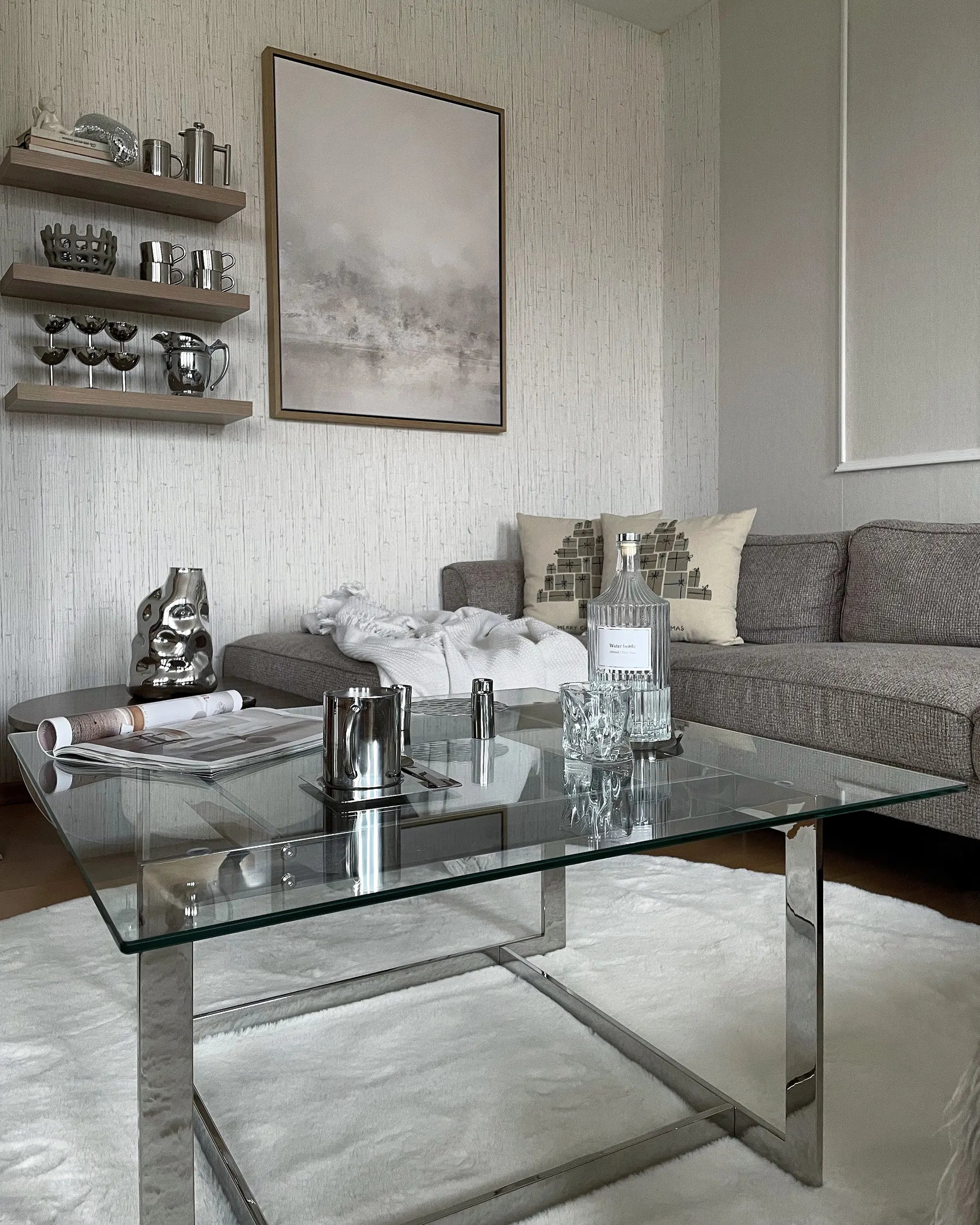 Coffee Table CRYSTAL Tempered Glass Silver