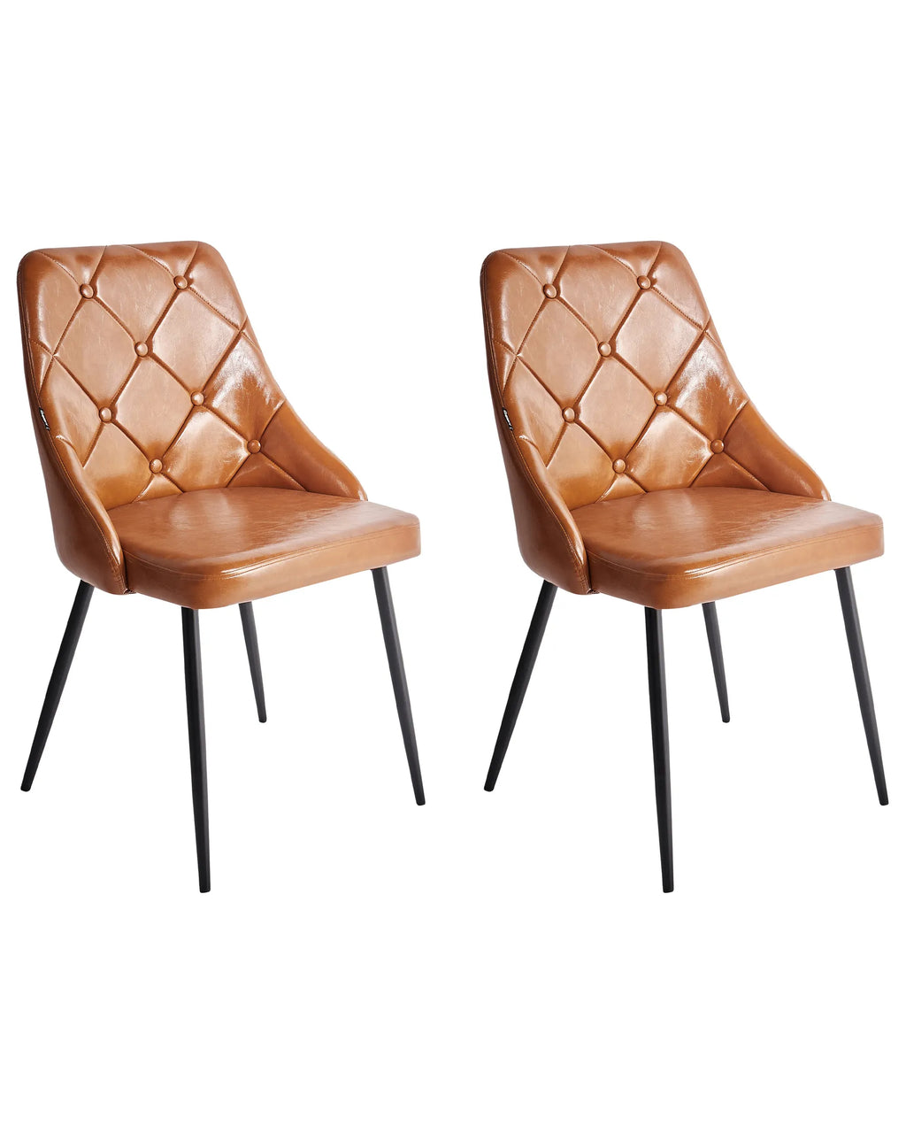 Set of 2 Dining Chairs VALERIE Faux Leather Golden Brown