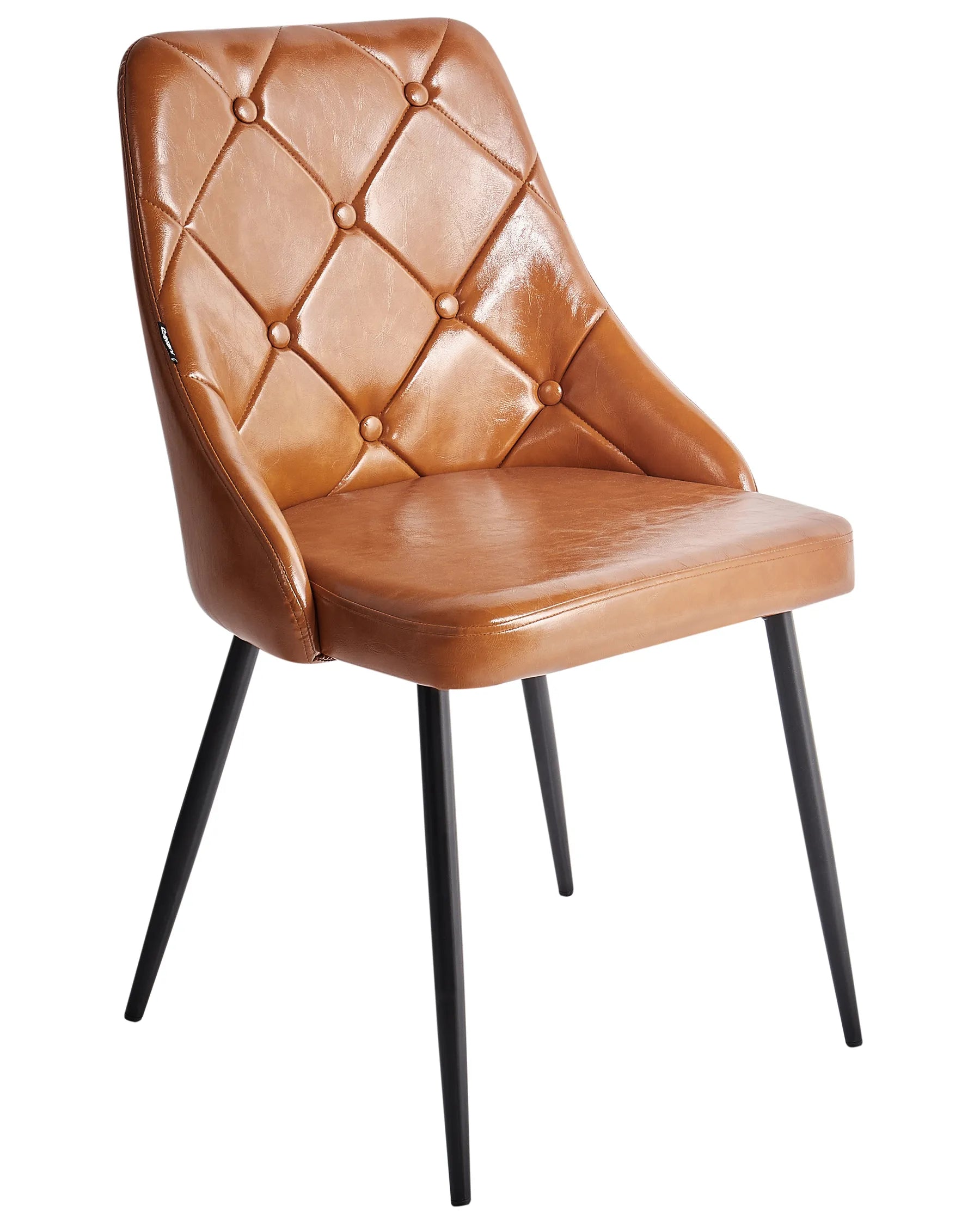 Set of 2 Dining Chairs VALERIE Faux Leather Golden Brown