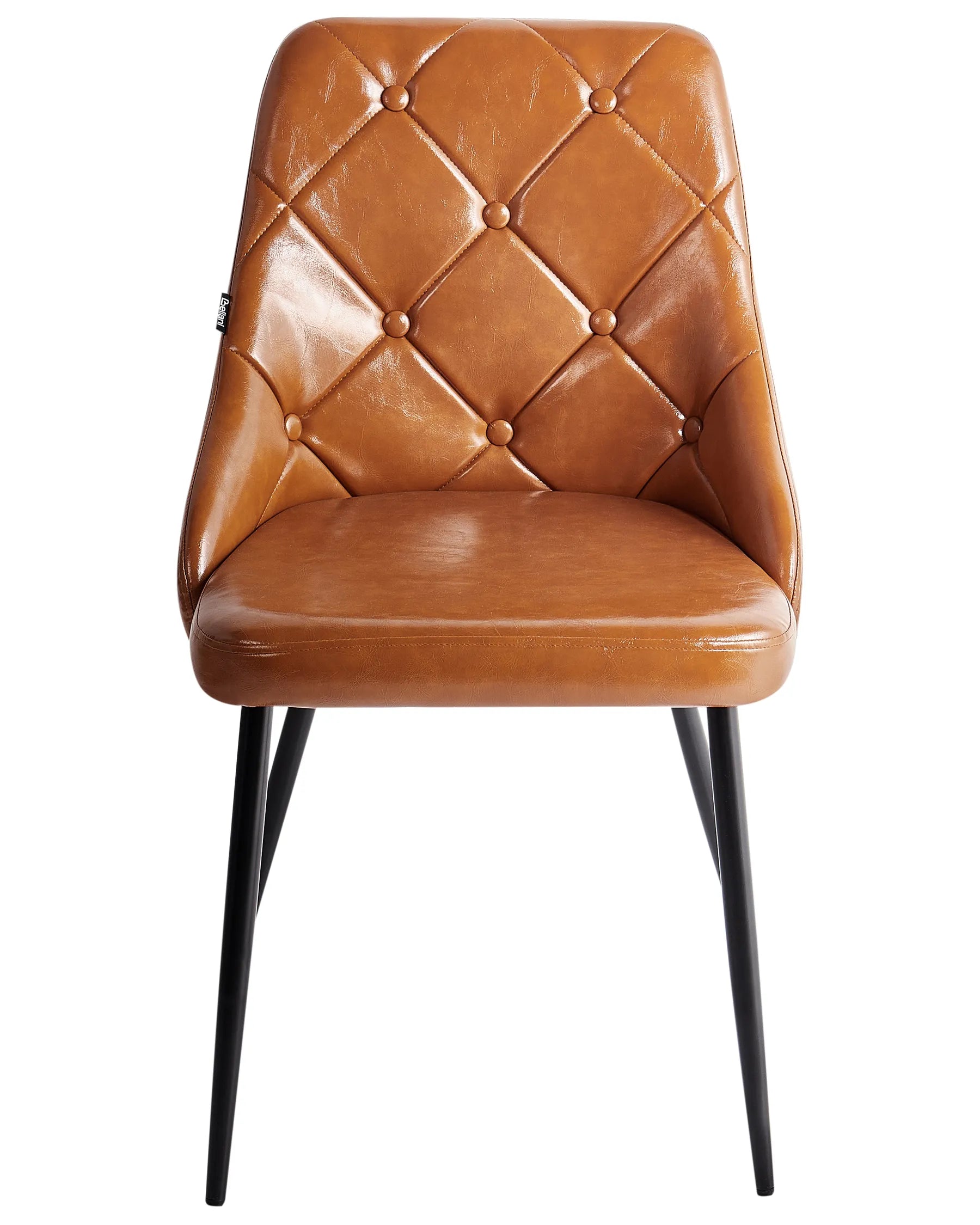 Set of 2 Dining Chairs VALERIE Faux Leather Golden Brown