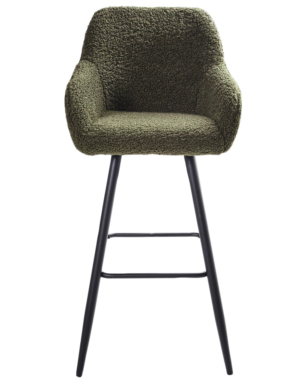 Set of 2 Bar Chairs CASMALIA Boucle Dark Green