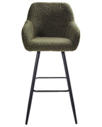 Set of 2 Bar Chairs CASMALIA Boucle Dark Green