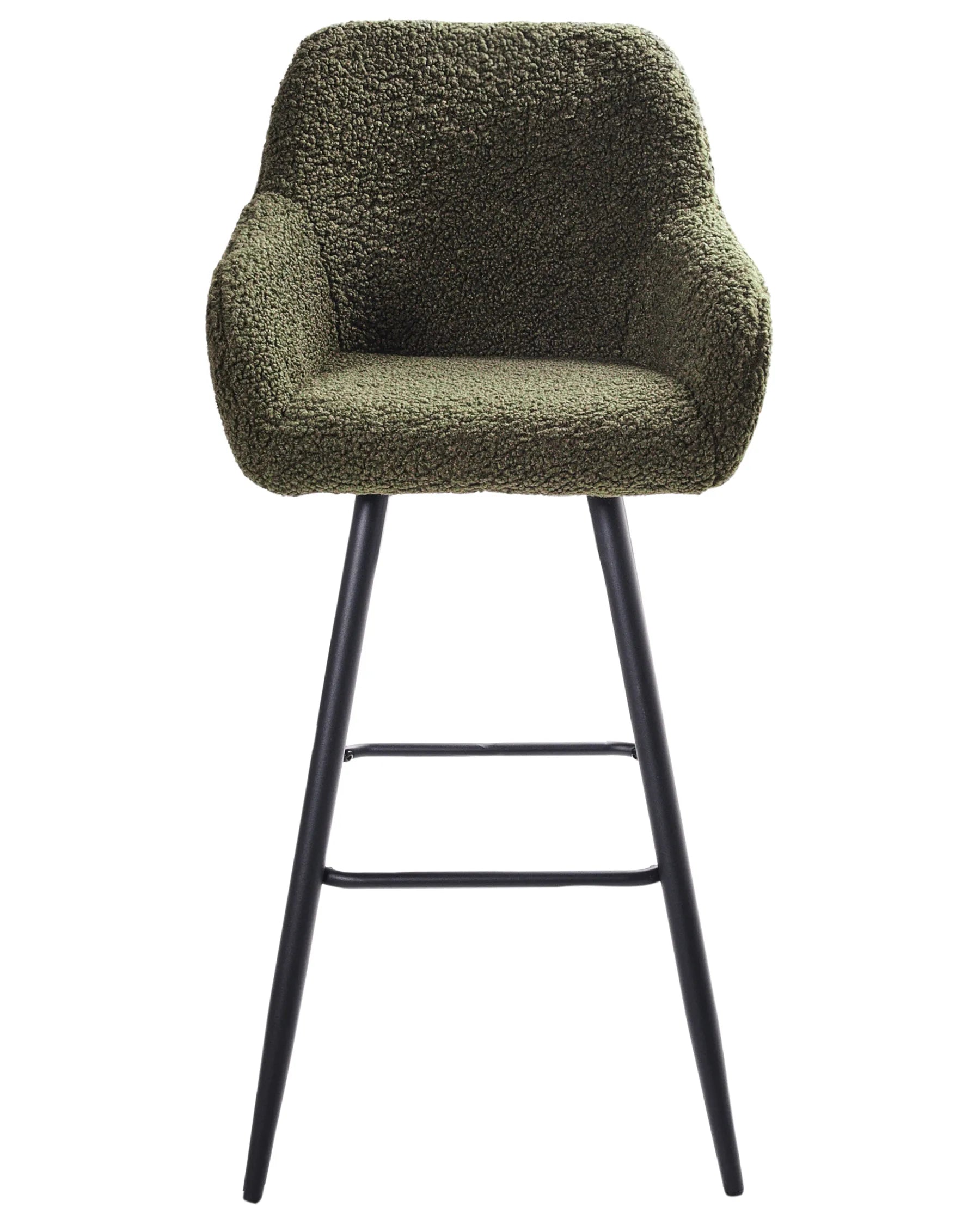 Set of 2 Bar Chairs CASMALIA Boucle Dark Green