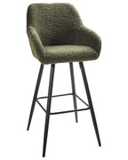Set of 2 Bar Chairs CASMALIA Boucle Dark Green