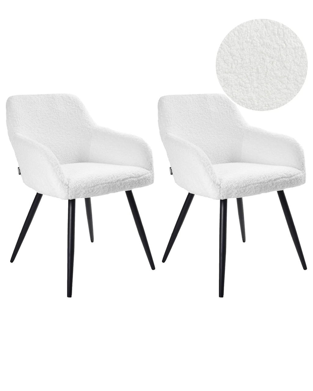 Set of 2 Dining Chairs CASMALIA Boucle Off-White