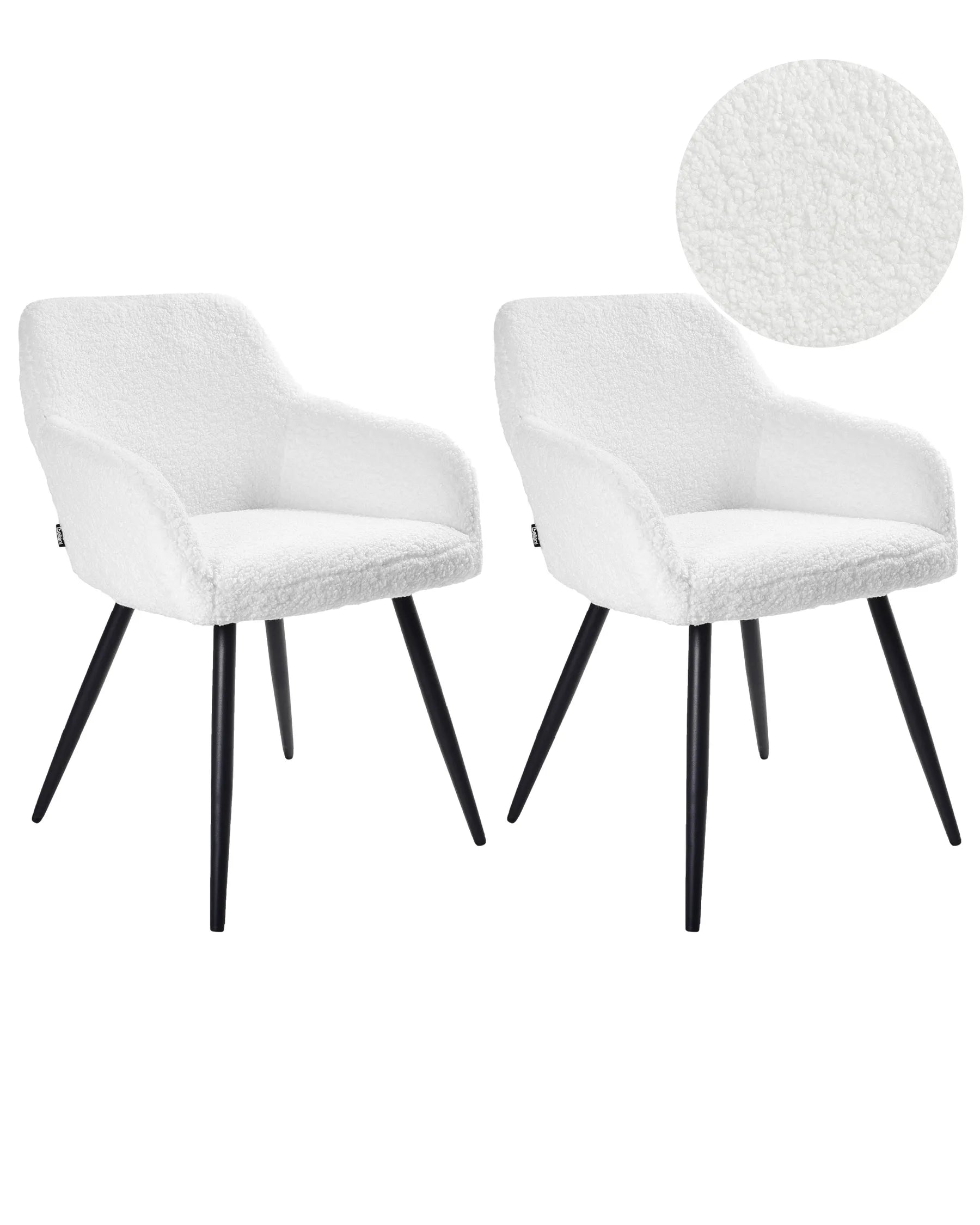 Set of 2 Dining Chairs CASMALIA Boucle Off-White