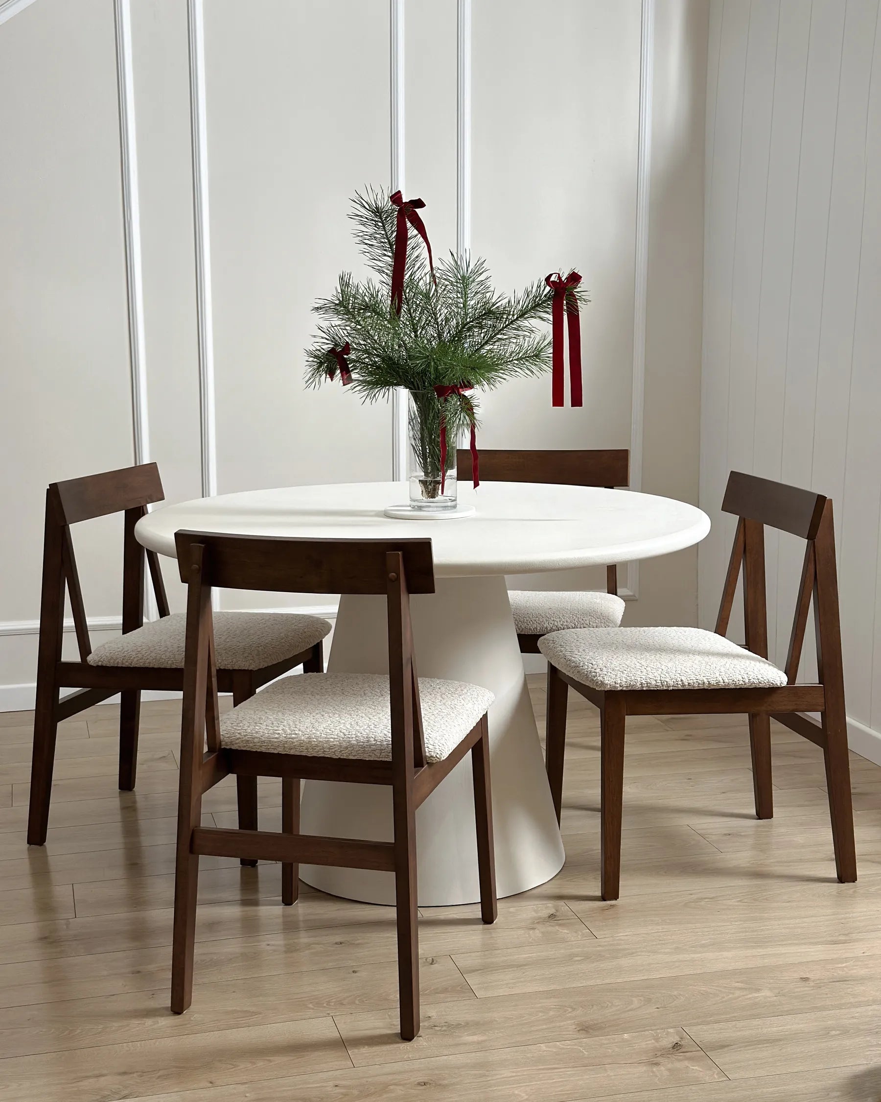 Set of 2 Dining Chairs ISLE Wood Brown/ Beige