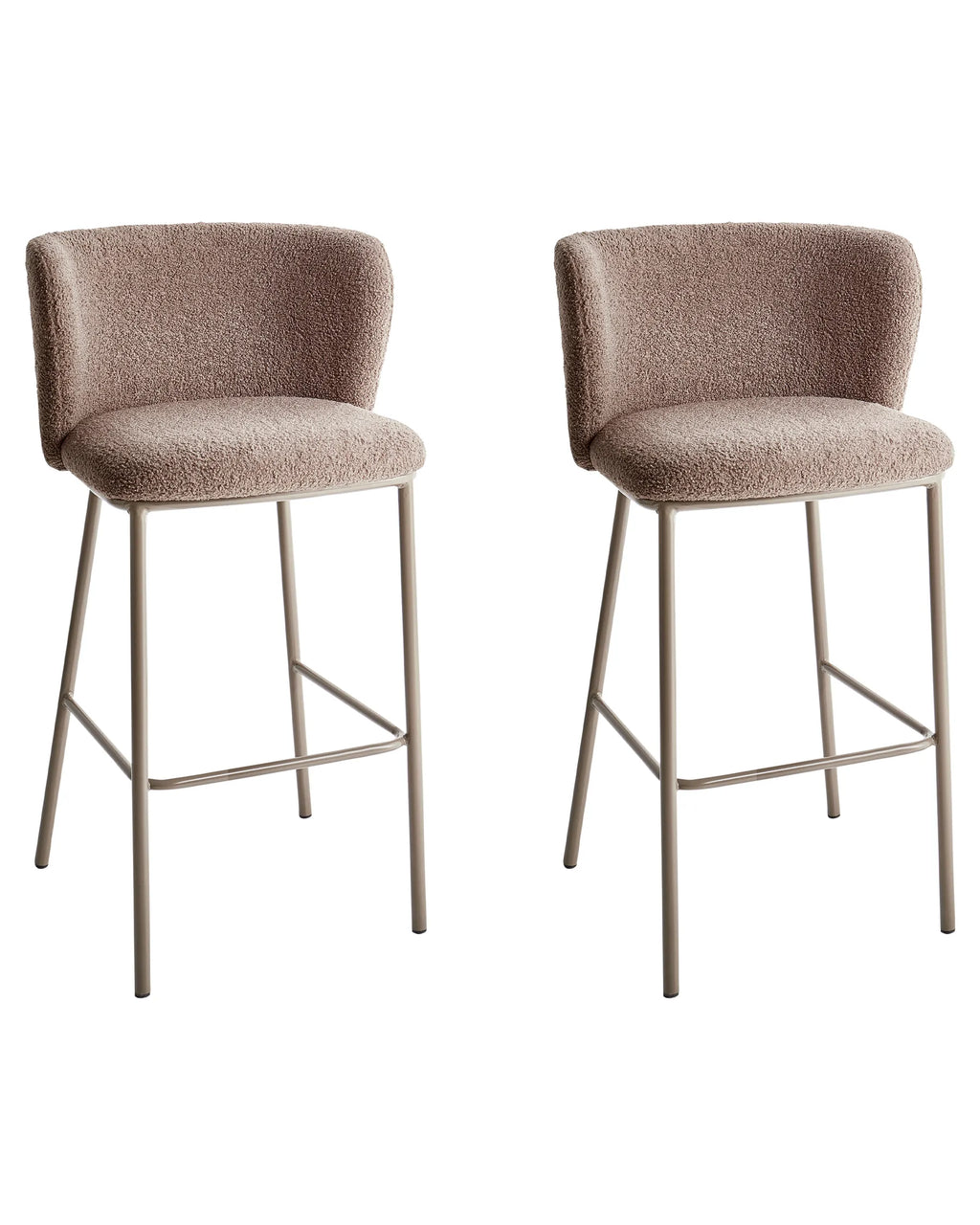 Set of 2 Bar Chairs MINA II Boucle Brown