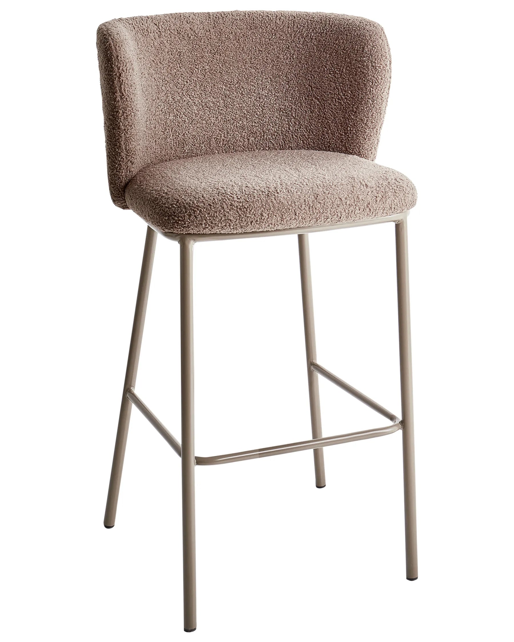 Set of 2 Bar Chairs MINA II Boucle Brown