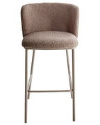 Set of 2 Bar Chairs MINA II Boucle Brown