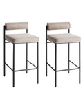 Set of 2 Bar Chairs AMAYA Fabric Taupe