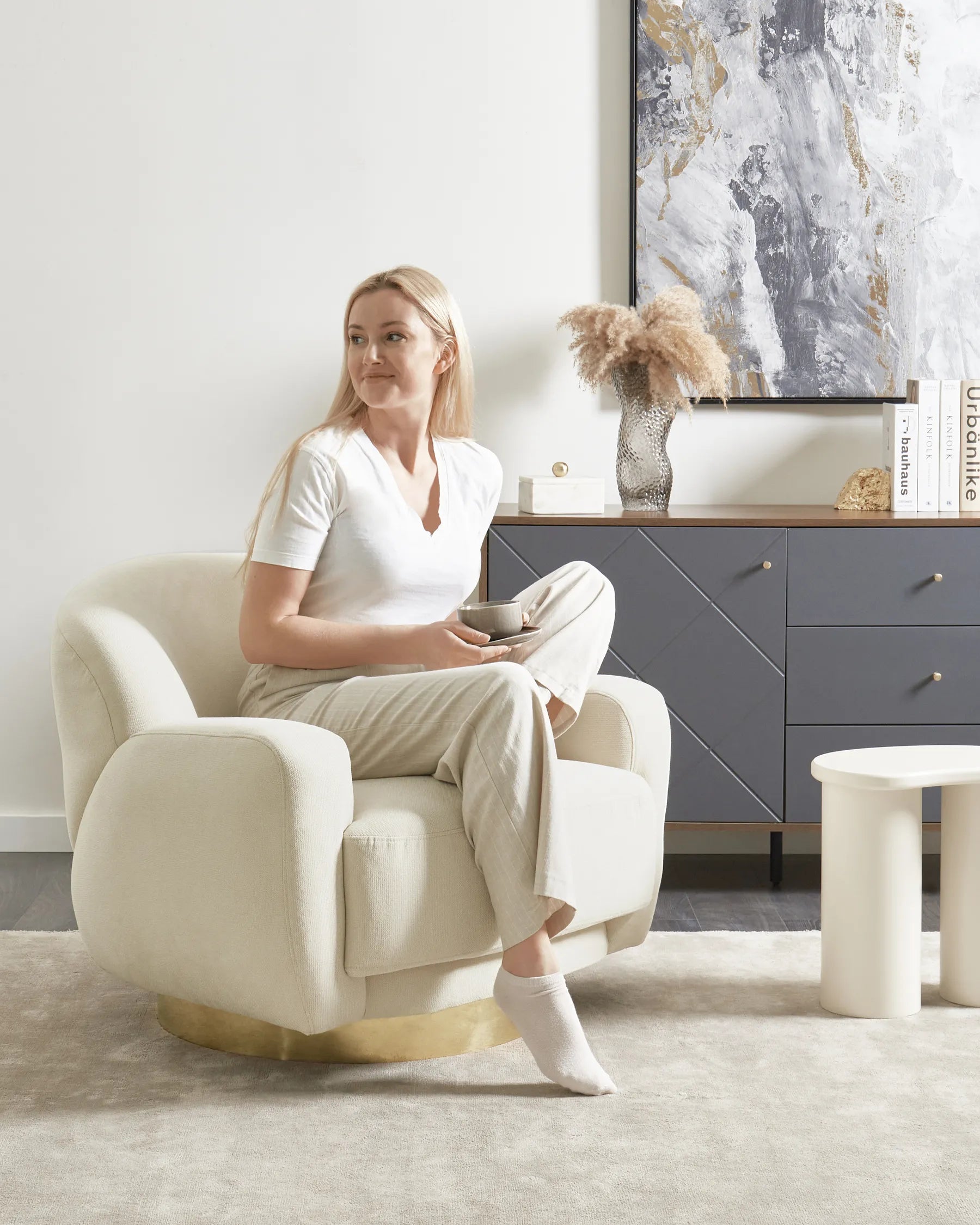 Armchair LEJRE Fabric Light Beige
