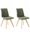 Set of 2 Dining Chairs CALGARY Fabric Dark Green