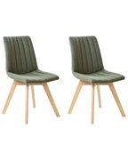 Set of 2 Dining Chairs CALGARY Fabric Dark Green