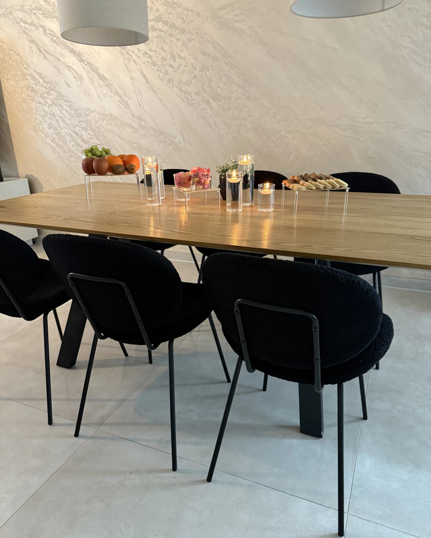 Set of 2 Dining Chairs LUANA Boucle Black
