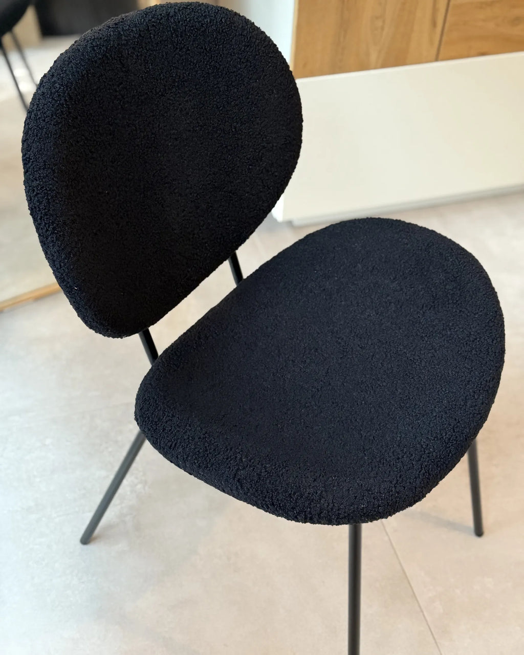 Set of 2 Dining Chairs LUANA Boucle Black