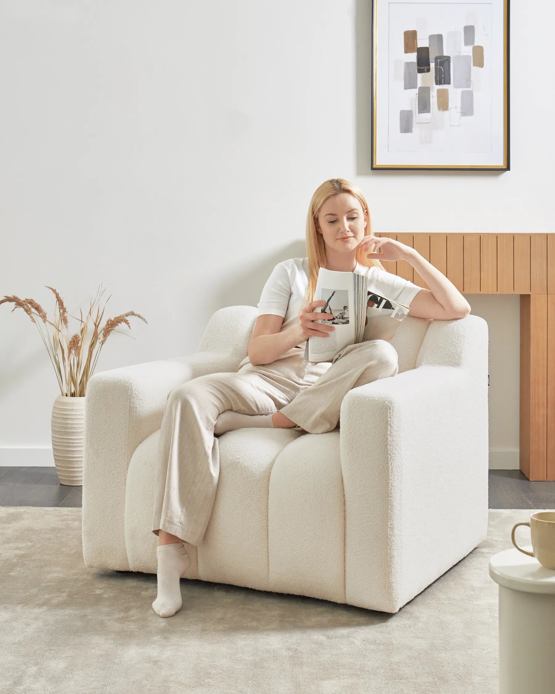 Armchair AGERUP Boucle Off-White