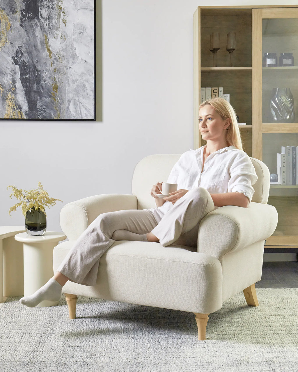 Armchair KIBERG Fabric Light Beige