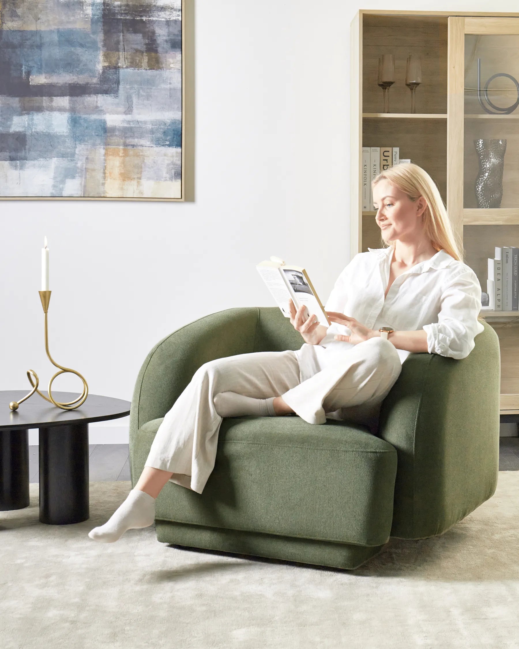 Armchair SKJANES Fabric Green