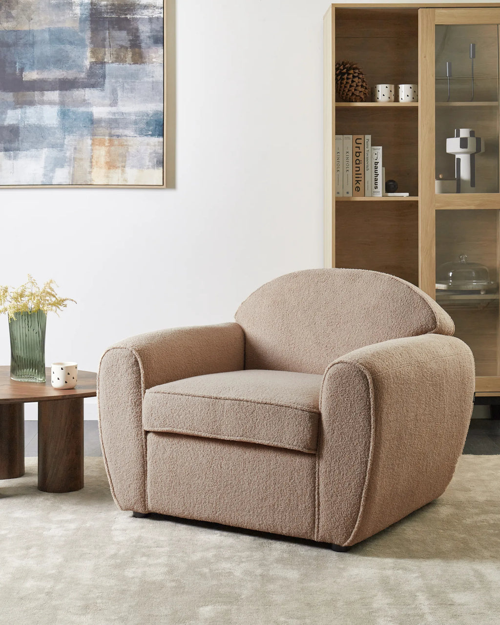 Armchair ELLEDE Boucle Light Brown