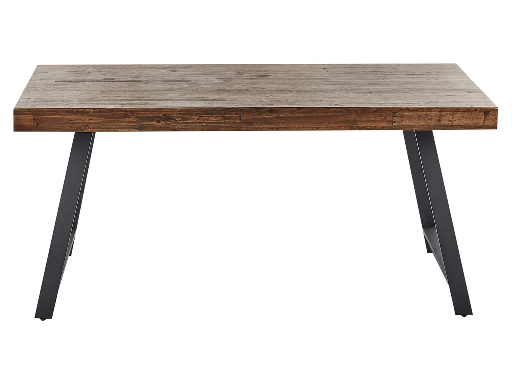 Dining Table WARTON Dark Brown 160 cm 90 cm Pine Wood