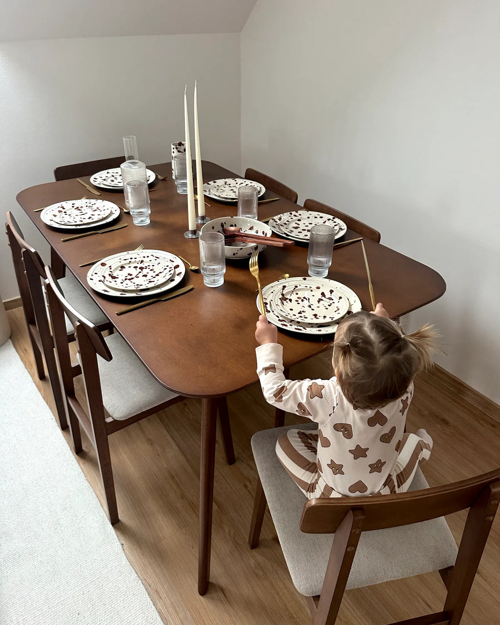 Set of 2 Dining Chairs STACY Wood Taupe