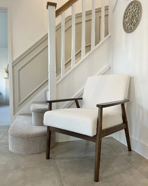 Armchair ESRUM Boucle Dark Brown/ White