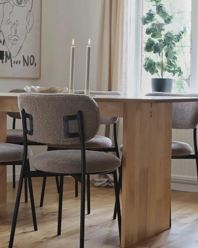 Set of 2 Dining Chairs CASEY Boucle Taupe