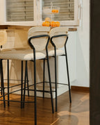Set of 2 Bar Chairs MAYETTA Rattan Light Beige