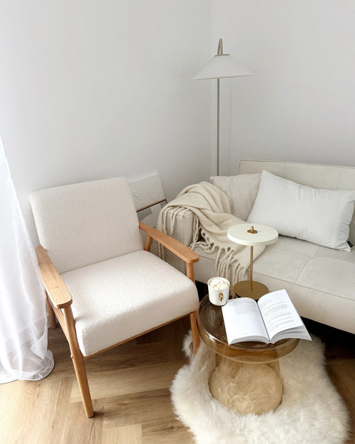 Armchair ESRUM Boucle Light Brown/ White
