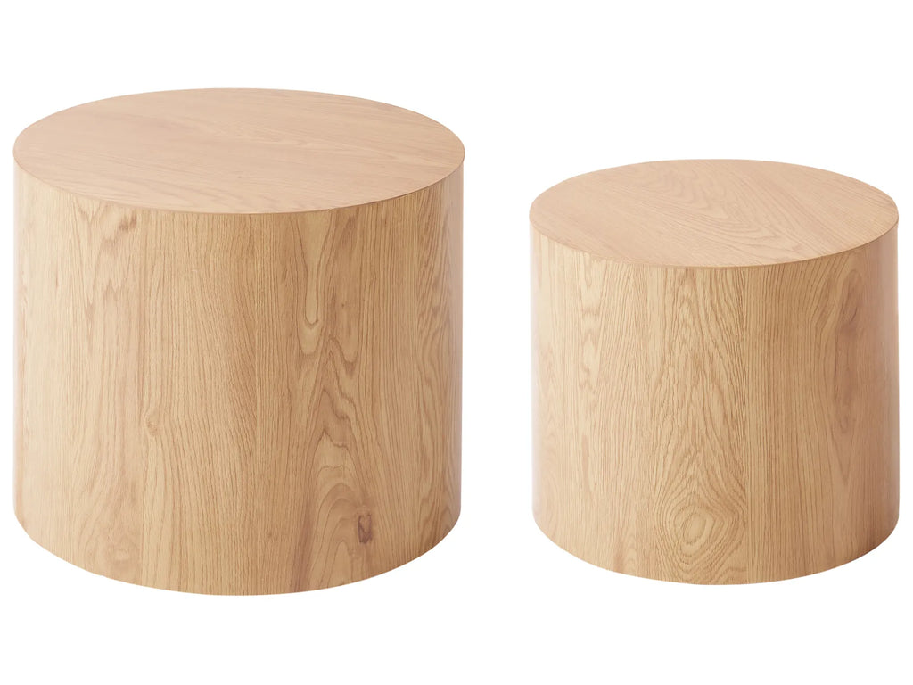 Set of 2 Coffee Tables MANTI Light Brown