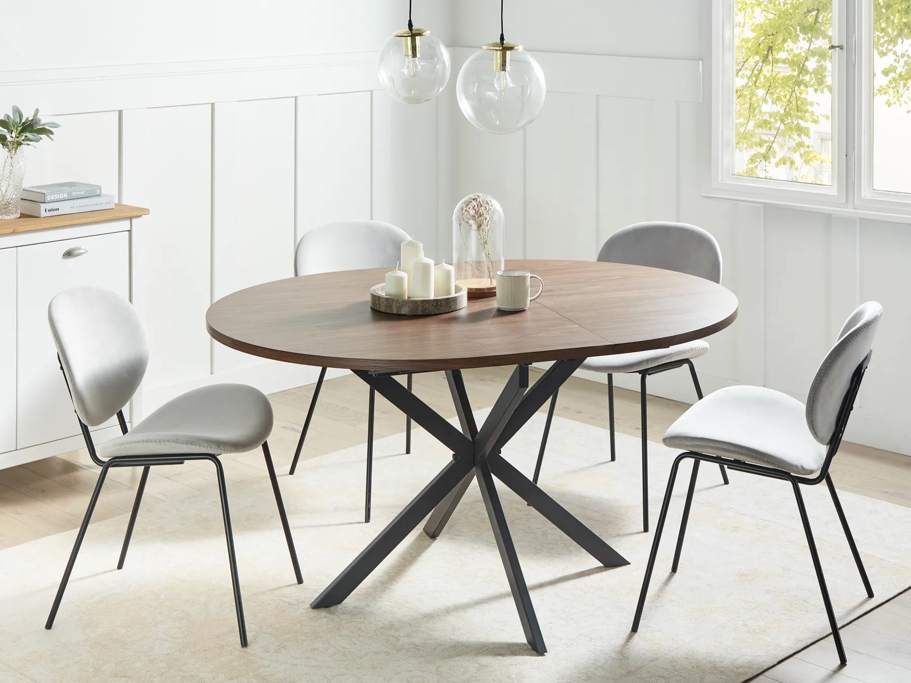 Extending Dining Table FRIONA Dark Brown 110/140 cm 110 cm