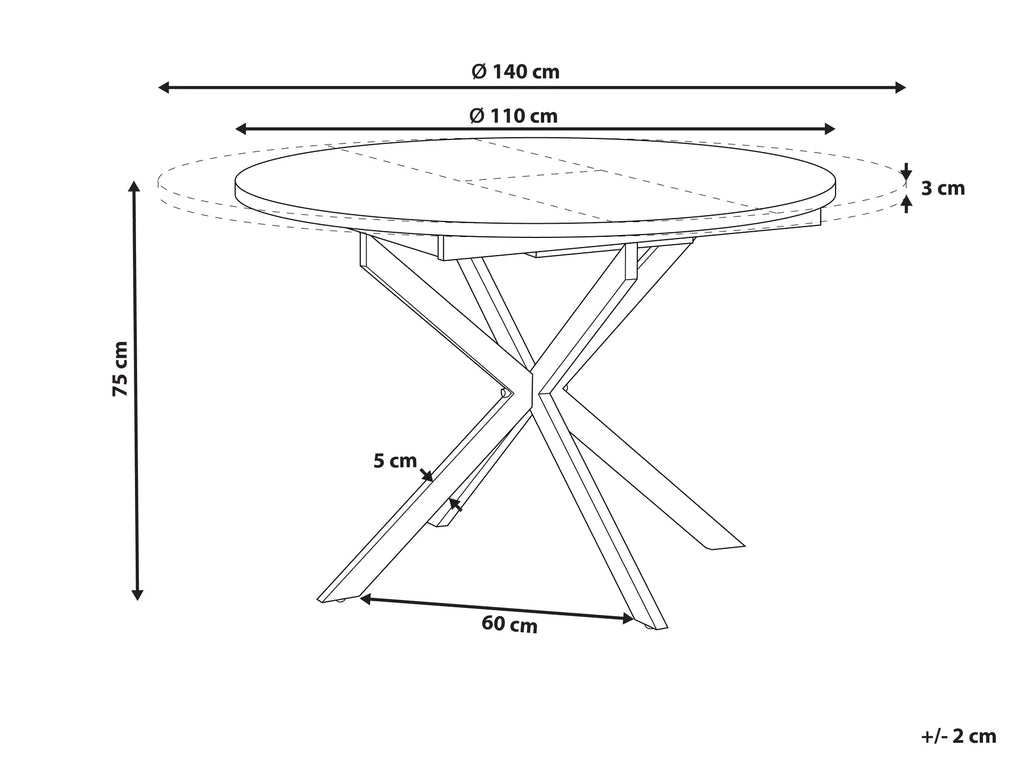 Extending Dining Table FRIONA Dark Brown 110/140 cm 110 cm