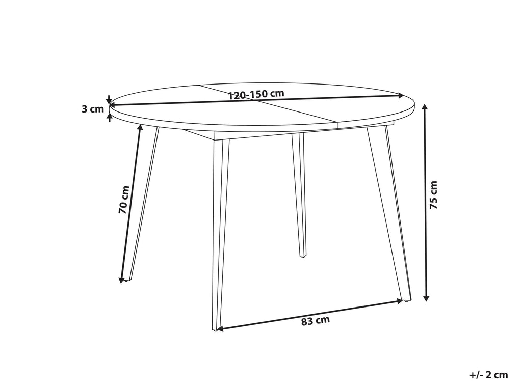 Extending Dining Table BOVINA Dark Brown 120/150 cm 120 cm