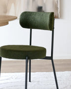 Set of 2 Dining Chairs ALLISON Boucle Dark Green