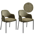 Set of 2 Dining Chairs RATON Corduroy Olive Green